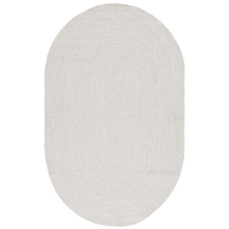 SAFAVIEH Braided Gino Distressed Machine Washable Reversible Area Rug, Ivory/Light Grey, 6' x 9' Oval