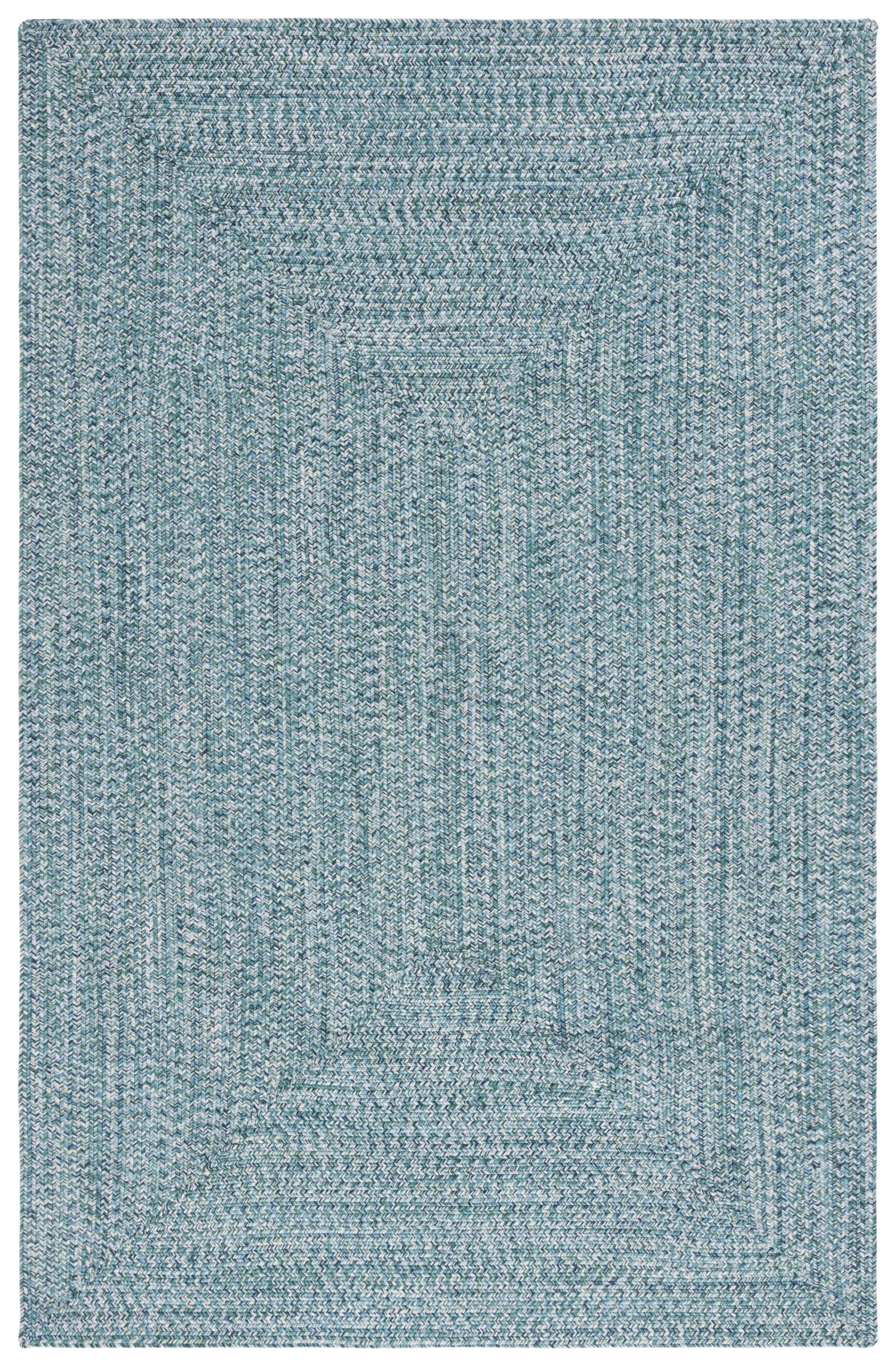 Handmade Teal and Green Synthetic Braided Reversible Area Rug