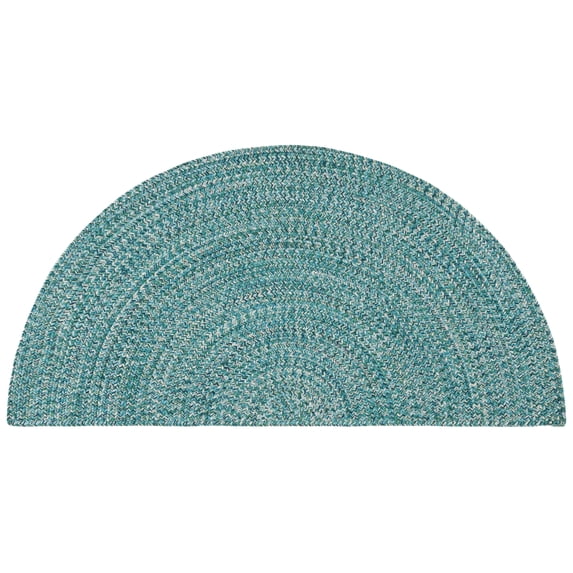 SAFAVIEH Braided Gino Distressed Machine Washable Reversible Area Rug, Teal/Green, 2'6" x 5' Half Moon
