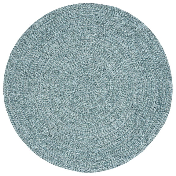 SAFAVIEH Braided Gino Distressed Machine Washable Reversible Area Rug, Teal/Green, 7' x 7' Round