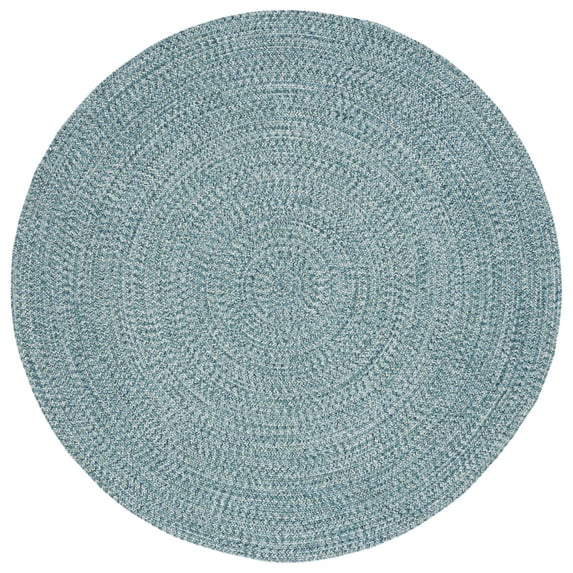 SAFAVIEH Braided Gino Distressed Machine Washable Reversible Area Rug, Teal/Green, 7' x 7' Round