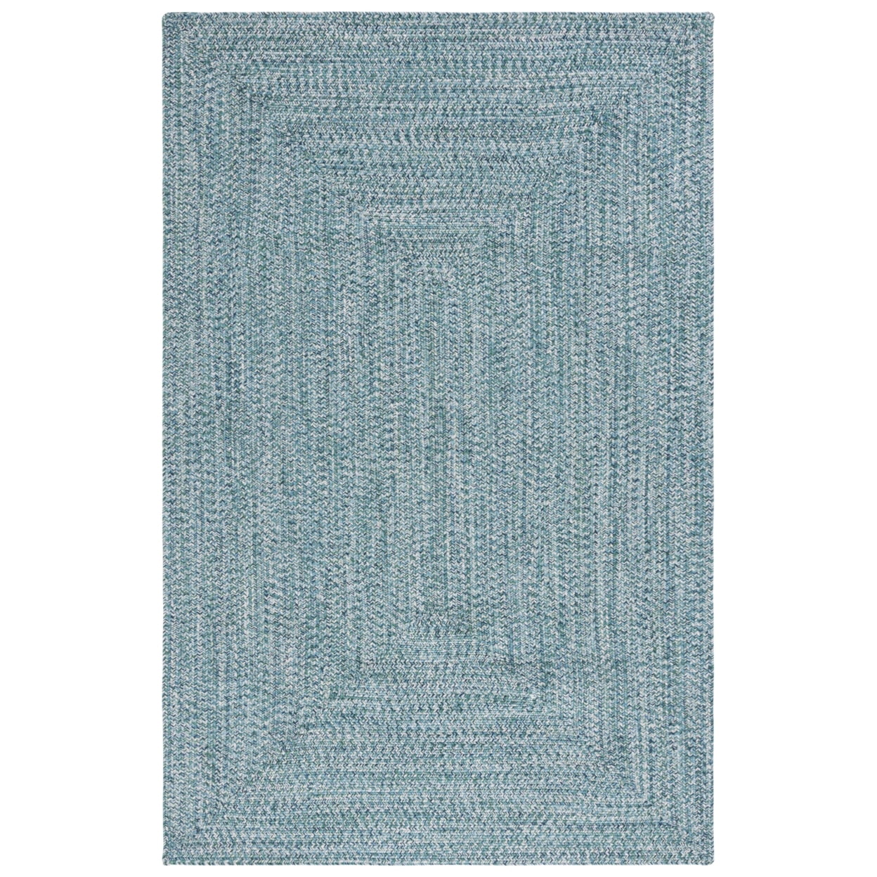 Teal and Green Braided Reversible Synthetic Area Rug 8' x 10'