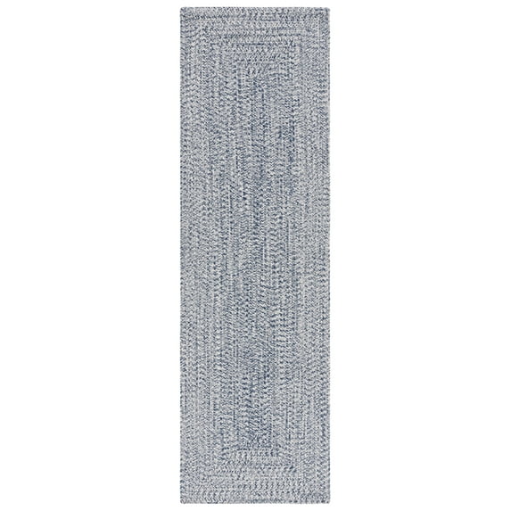 SAFAVIEH Braided Gino Distressed Machine Washable Reversible Runner Rug, Dark Blue/Ivory, 2'3" x 10'
