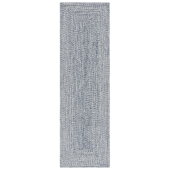 SAFAVIEH Braided Gino Distressed Machine Washable Reversible Runner Rug, Dark Blue/Ivory, 2'3" x 16'