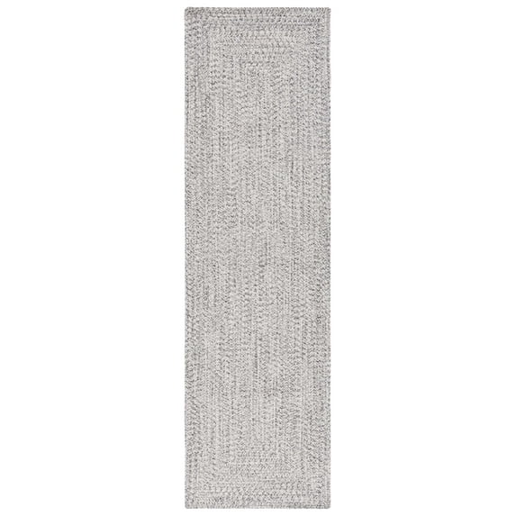 SAFAVIEH Braided Gino Distressed Machine Washable Reversible Runner Rug, Grey/Ivory, 2'3" x 12'
