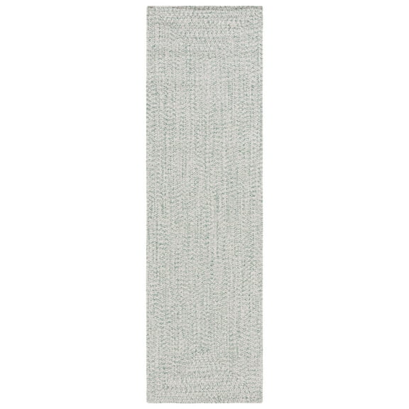 SAFAVIEH Braided Gino Distressed Machine Washable Reversible Runner Rug, Ivory/Green, 2'3" x 8'