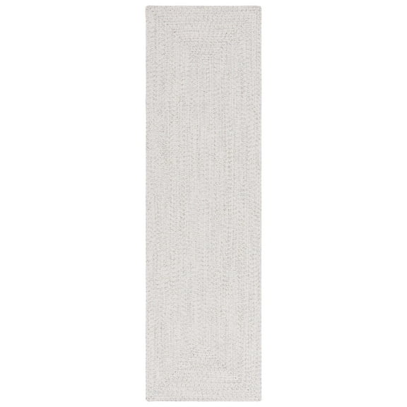 SAFAVIEH Braided Gino Distressed Machine Washable Reversible Runner Rug, Ivory/Light Grey, 2'3" x 12'
