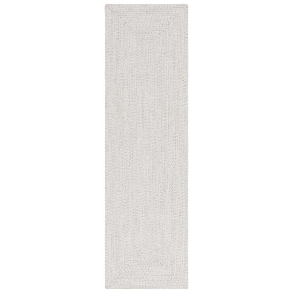 SAFAVIEH Braided Gino Distressed Machine Washable Reversible Runner Rug, Ivory/Light Grey, 2'3" x 20'