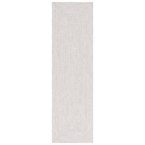SAFAVIEH Braided Gino Distressed Machine Washable Reversible Runner Rug, Ivory/Light Grey, 2'3" x 8'