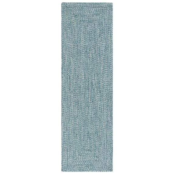 SAFAVIEH Braided Gino Distressed Machine Washable Reversible Runner Rug, Teal/Green, 2'3" x 16'