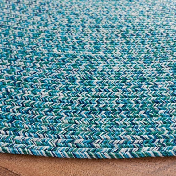 SAFAVIEH Braided Gino Distressed Machine Washable Reversible Runner Rug, Teal/Green, 2'3" x 22'