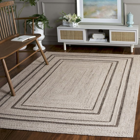 SAFAVIEH Braided Gladwin Geometric Reversible Area Rug, Beige/Brown, 2'3" x 4'