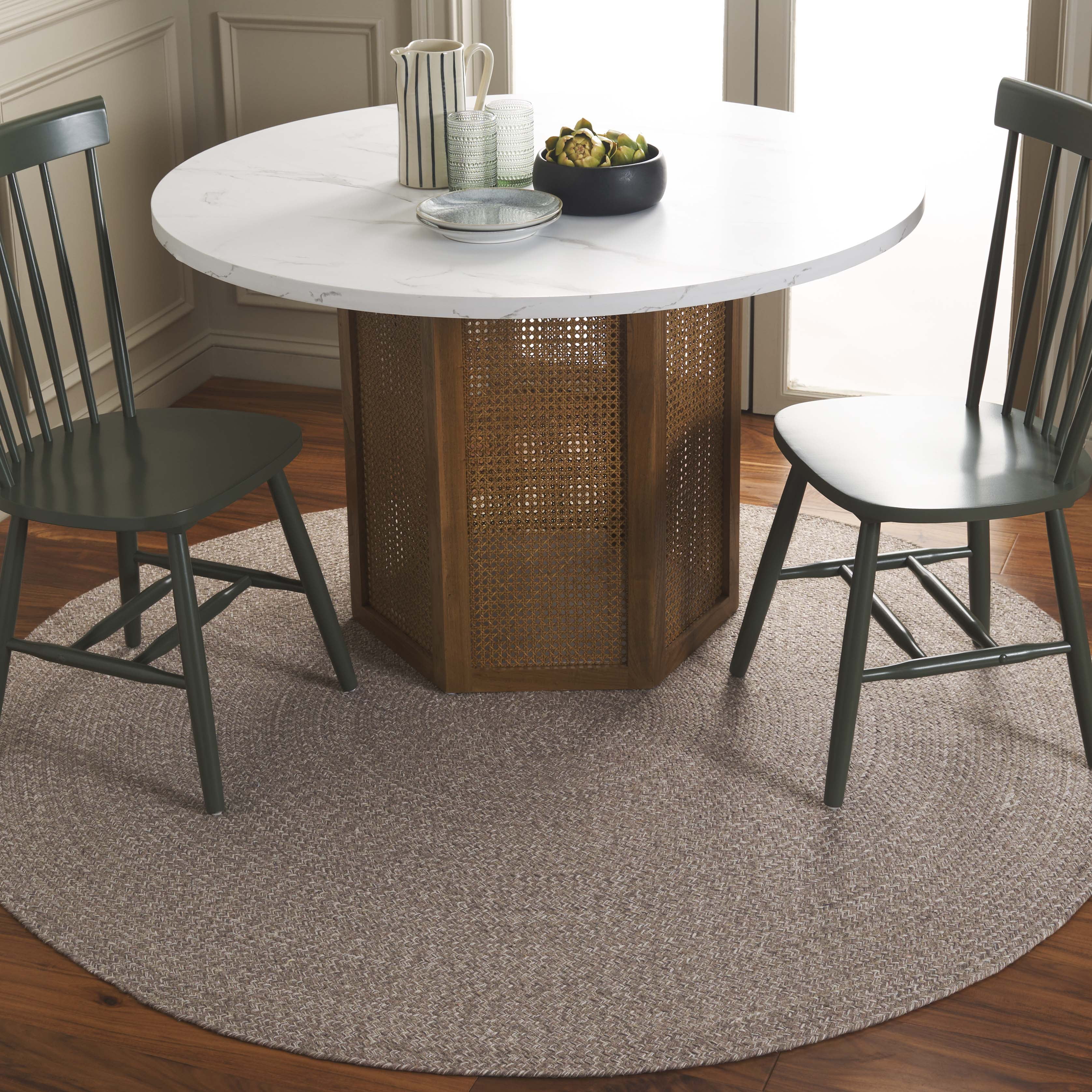 SAFAVIEH Braided Harmon Geometric Cotton Reversible Area Rug, Ivory/Beige, 10' x 10' Round - Large - Coastal Design, Ivory & Beige, Cotton, Hand Woven Pattern, Ideal for Entryway, Kitchen, Living Roo
