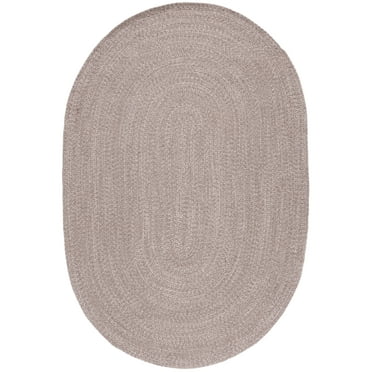 SAFAVIEH Braided Harmon Geometric Cotton Reversible Area Rug, Ivory/Beige, 4' x 6' Oval