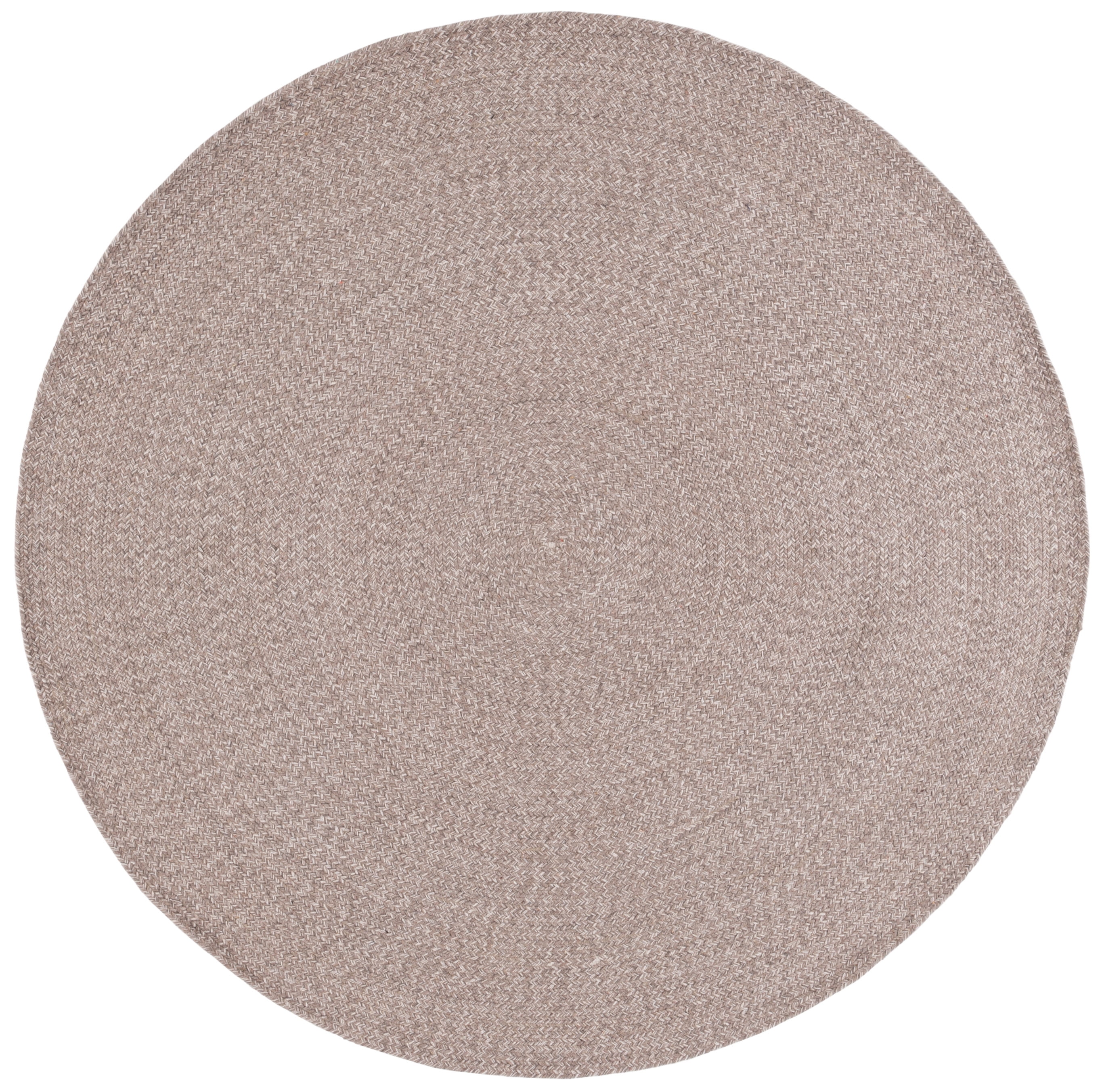 Handwoven Ivory & Beige Braided Cotton Round Rug - 7ft Diameter