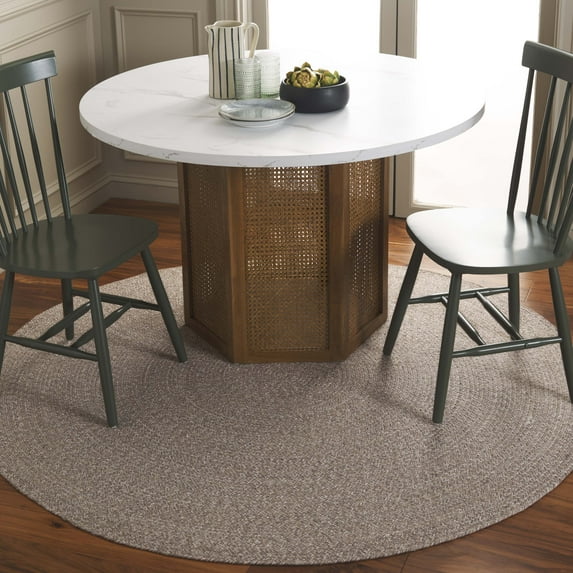 SAFAVIEH Braided Harmon Geometric Cotton Reversible Area Rug, Ivory/Beige, 7' x 7' Round - Coastal Design, Ivory & Beige, Cotton, Hand Woven Pattern, Ideal for Entryway, Kitchen, Living Room, Office