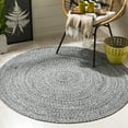 thumbnail image 1 of SAFAVIEH Braided Harmon Geometric Cotton Reversible Area Rug, Ivory/Black, 9' x 9' Round - Large - Coastal Design, Ivory & Black, Cotton, Hand Woven Pattern, Ideal for Entryway, Kitchen, Living Room,, 1 of 10