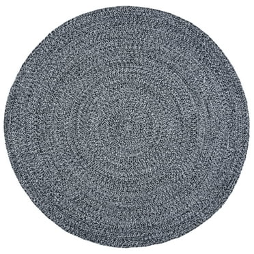 SAFAVIEH Braided Isidor Solid Cotton Reversible Area Rug, Black, 5' x 5' Round