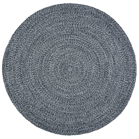 SAFAVIEH Braided Isidor Solid Cotton Reversible Area Rug, Black, 5' x 5' Round
