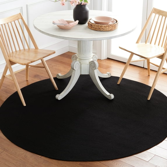 SAFAVIEH Braided Kader Solid Reversible Area Rug, Black, 6' x 6' Round