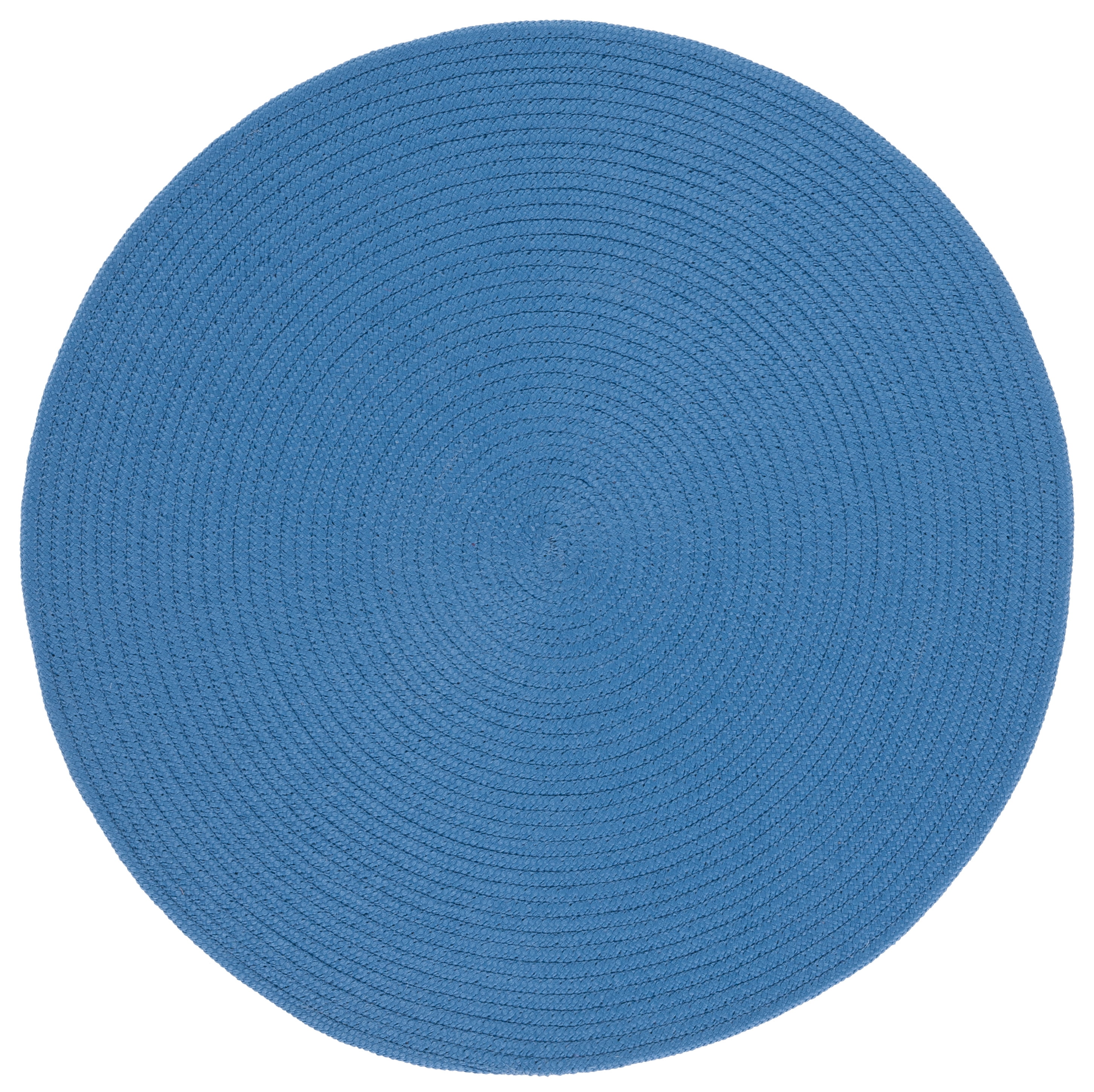 Blue Braided Round 3' Area Rug with Synthetic Fibers