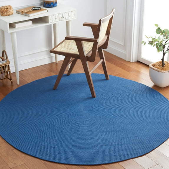 SAFAVIEH Braided Kader Solid Reversible Area Rug, Blue, 7' x 7' Round