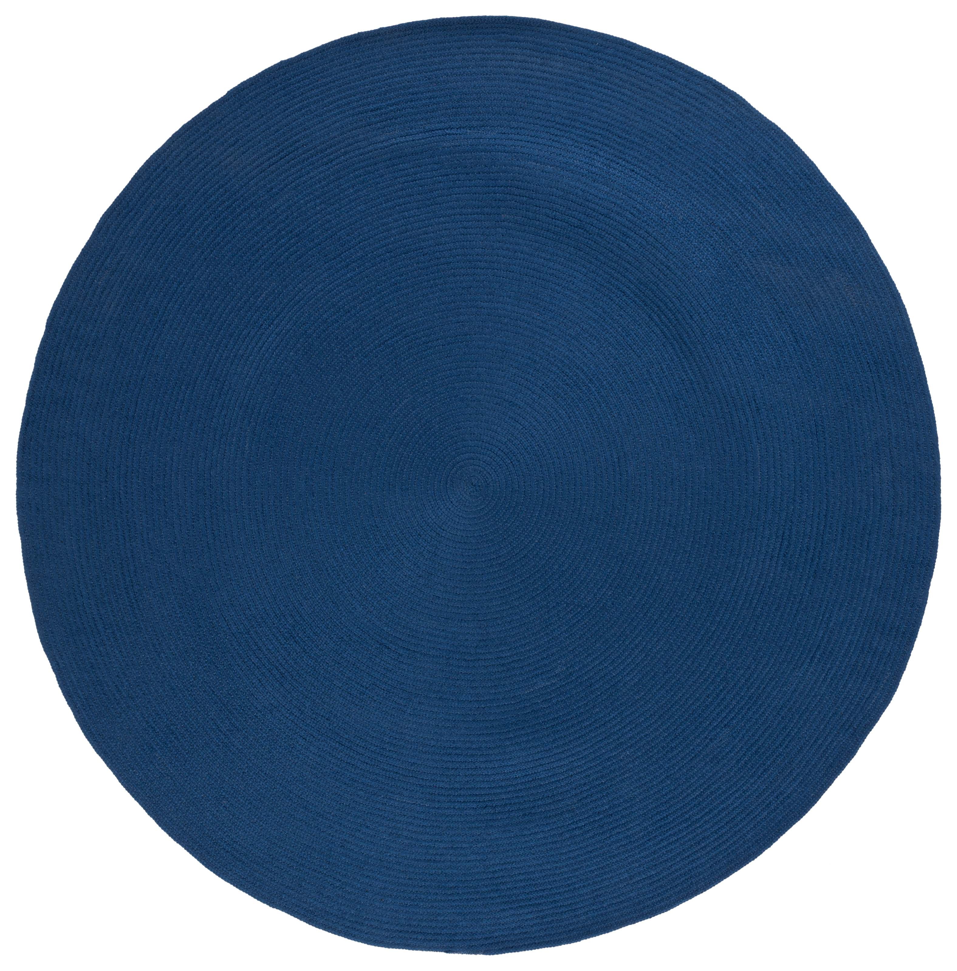 Easy-Care Coastal Charm 5' Round Blue Synthetic Braided Rug