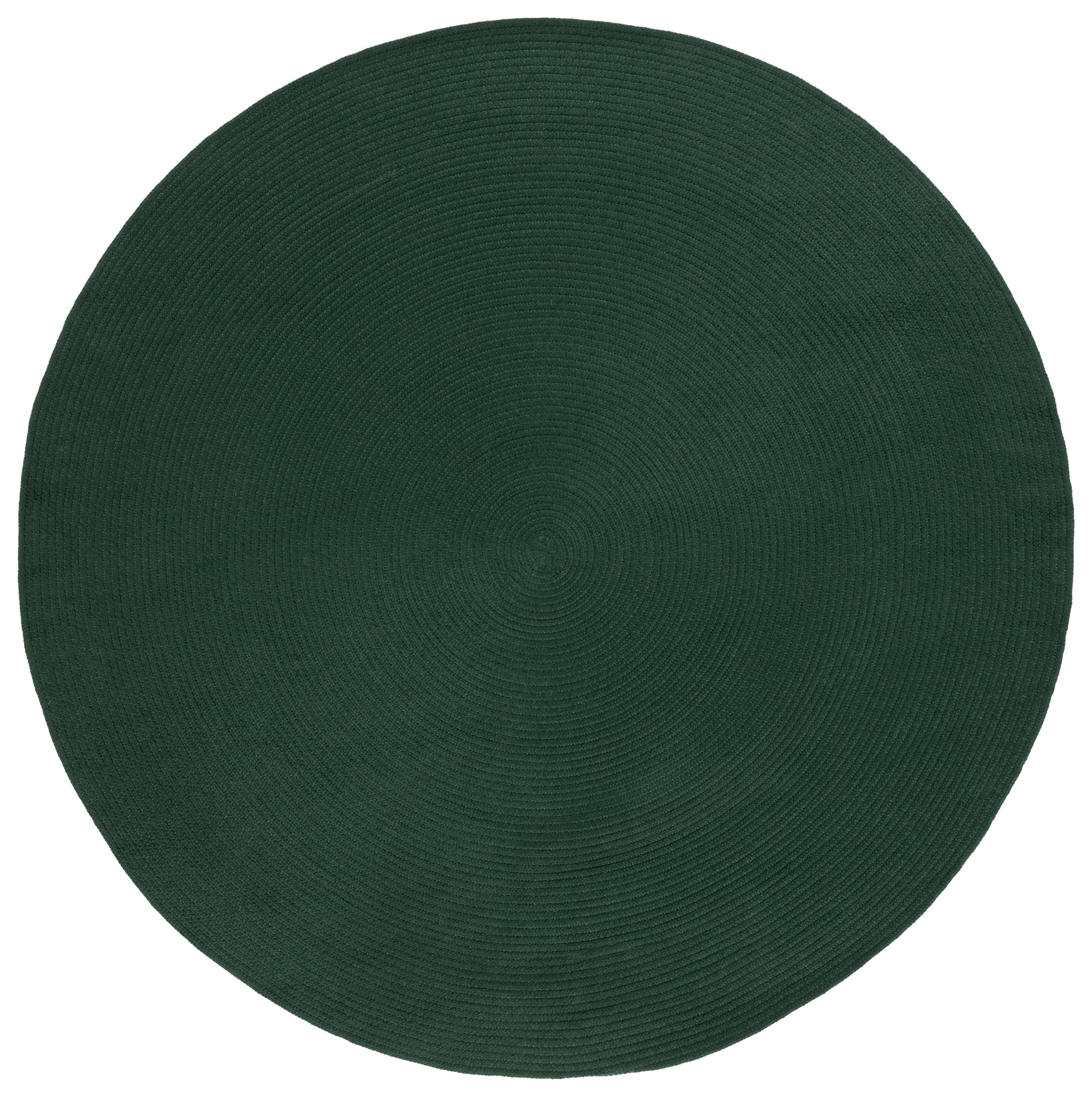 Dark Green 5' Round Braided Synthetic Area Rug
