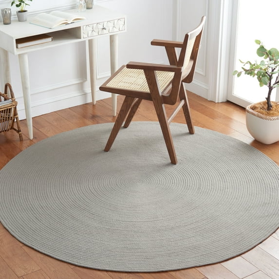 SAFAVIEH Braided Kader Solid Reversible Area Rug, Gray, 3' x 3' Round