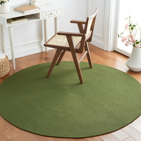 SAFAVIEH Braided Kader Solid Reversible Area Rug, Olive/Green, 3' x 3' Round