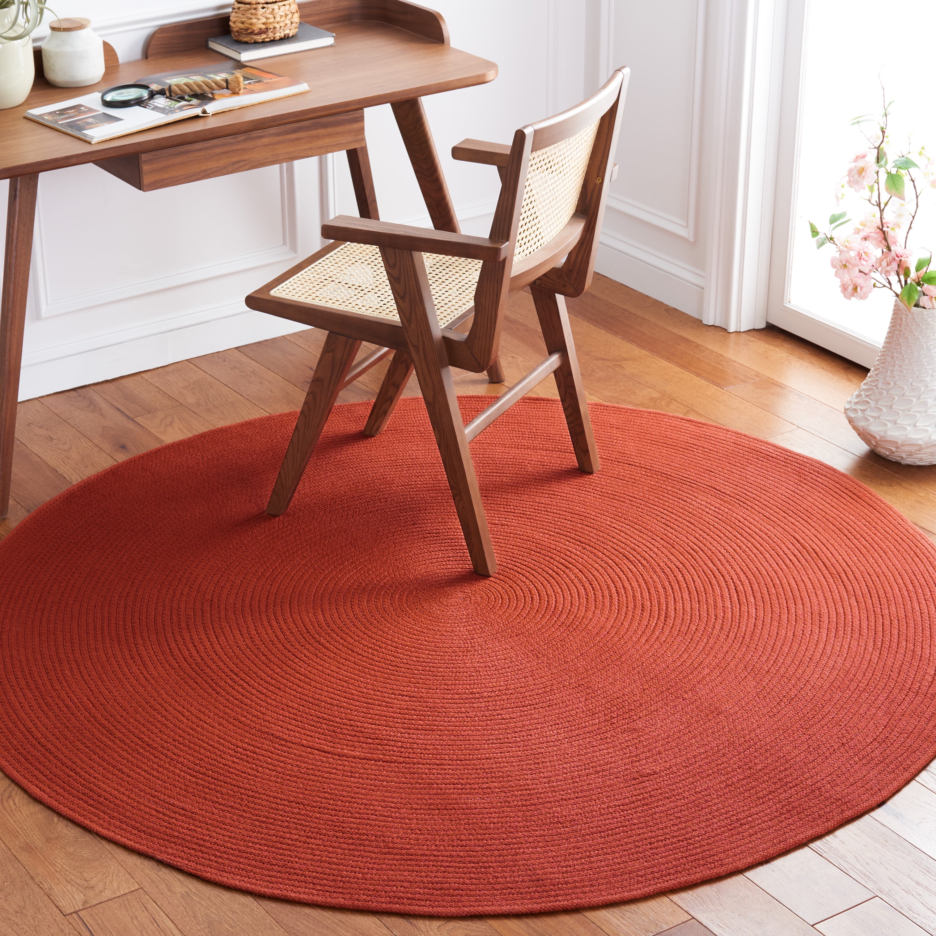 SAFAVIEH Braided Kader Solid Reversible Area Rug, Rust, 6' x 6' Round