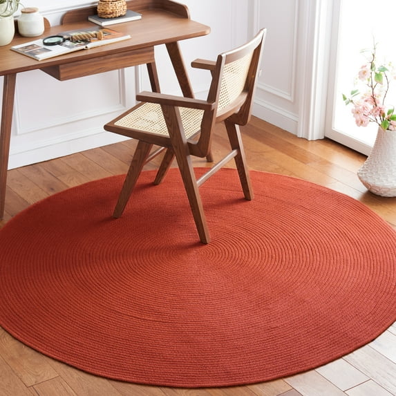 SAFAVIEH Braided Kader Solid Reversible Area Rug, Rust, 6' x 6' Round