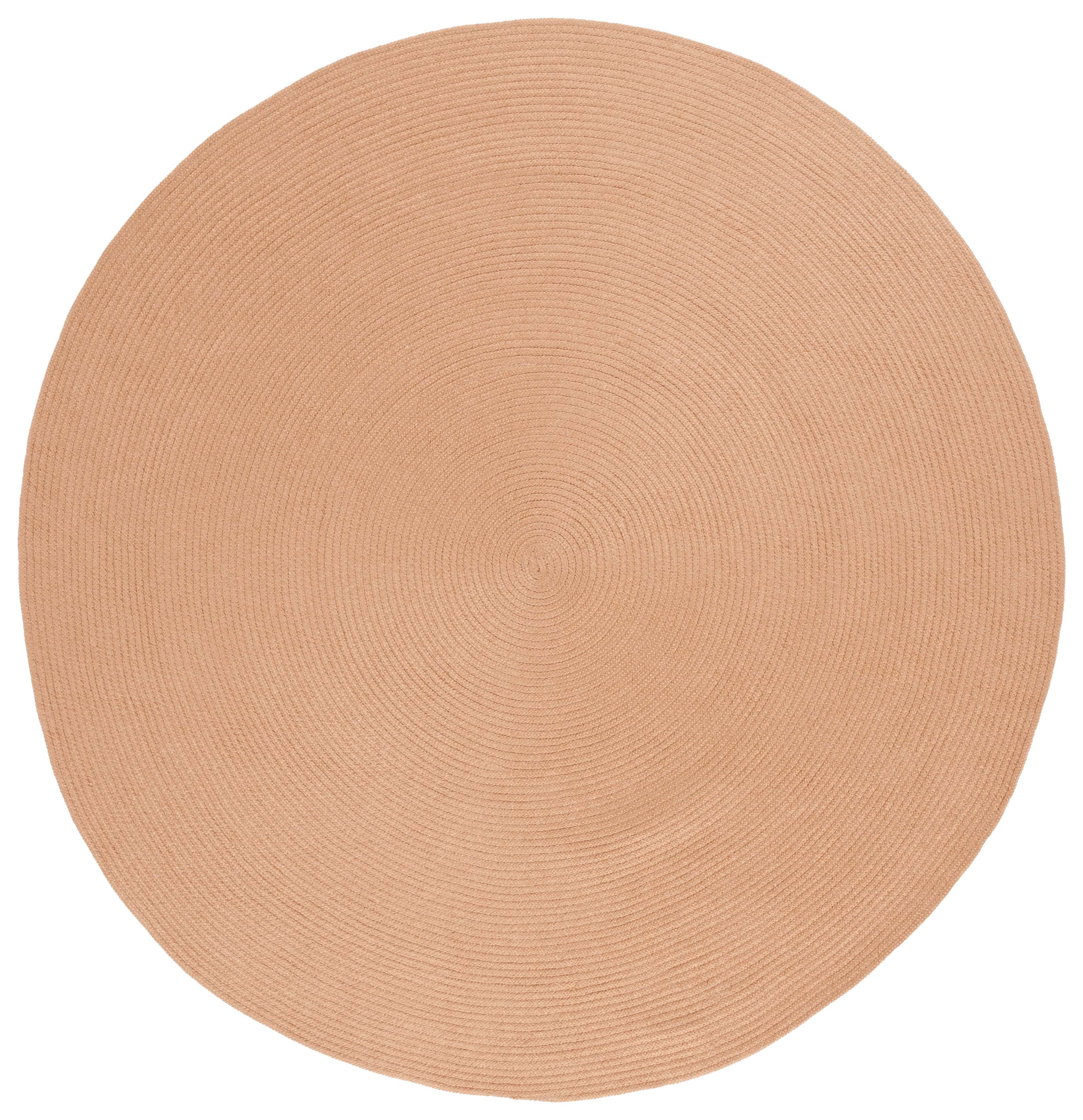 Tan Round Braided Handwoven Reversible Area Rug
