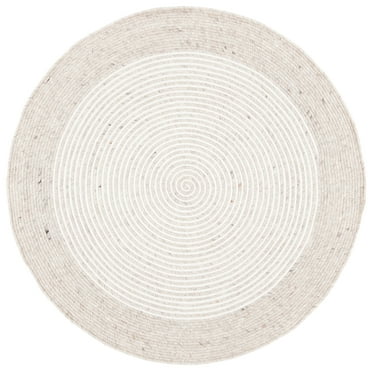 SAFAVIEH Braided Lars Solid Bordered Area Rug, Beige/Ivory, 4' x 4' Round