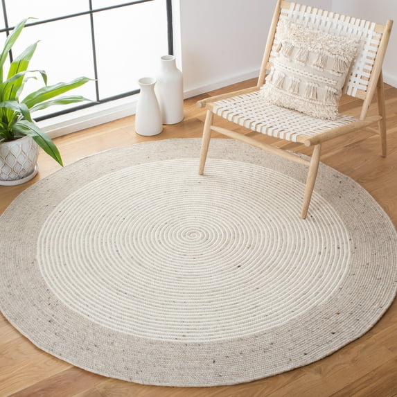 SAFAVIEH Braided Lars Geometric Reversible Area Rug, Beige/Ivory, 5' x 5' Round