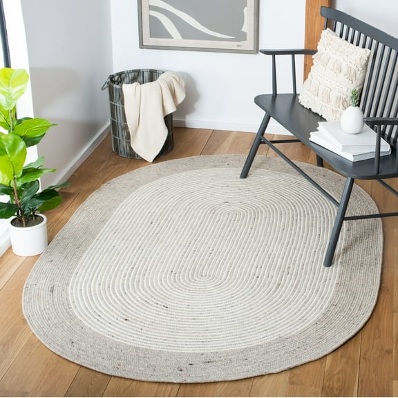 SAFAVIEH Braided Lars Geometric Reversible Area Rug, Beige/Ivory, 6' x 9' Oval