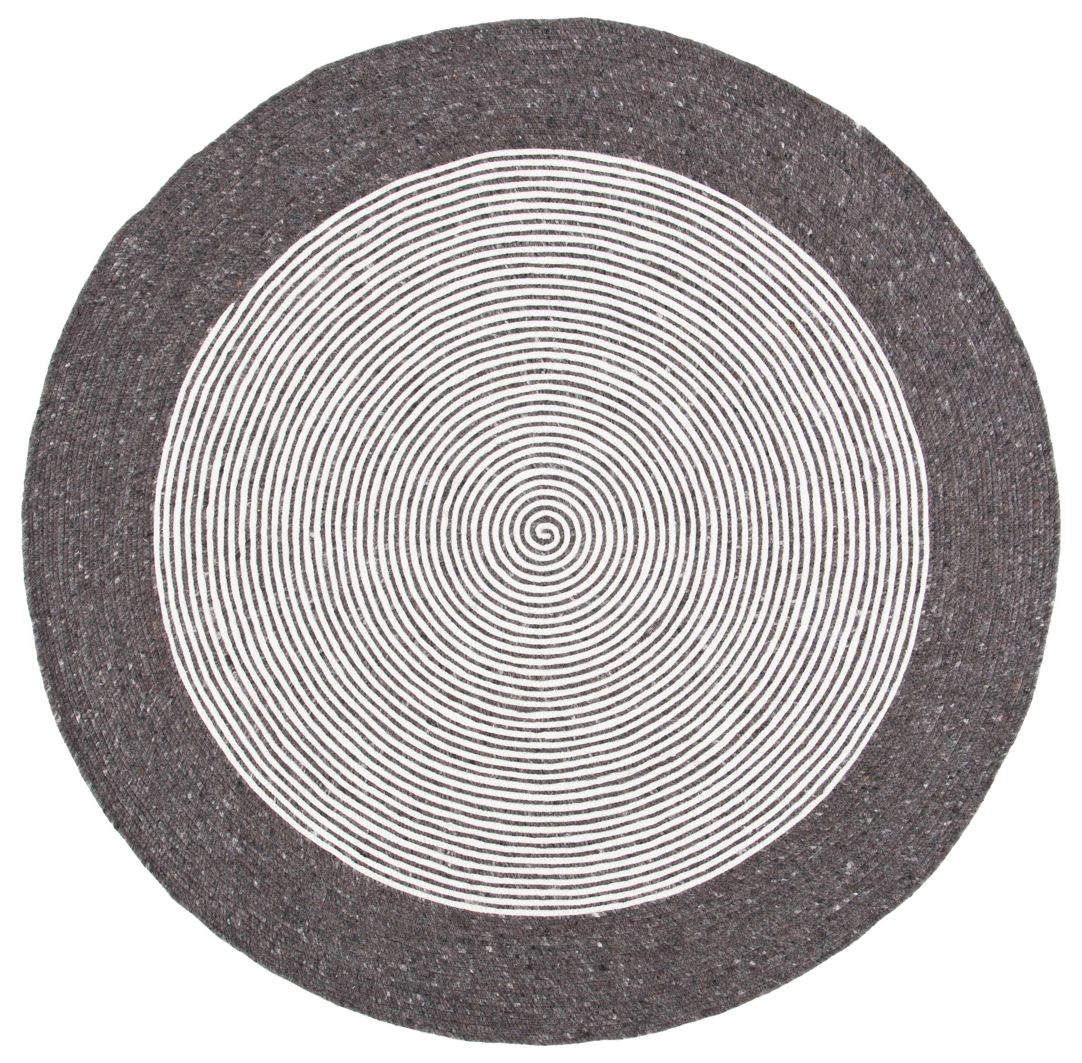 SAFAVIEH Braided Lars Solid Bordered Area Rug, Grey/Black, 3' x 3' Round 