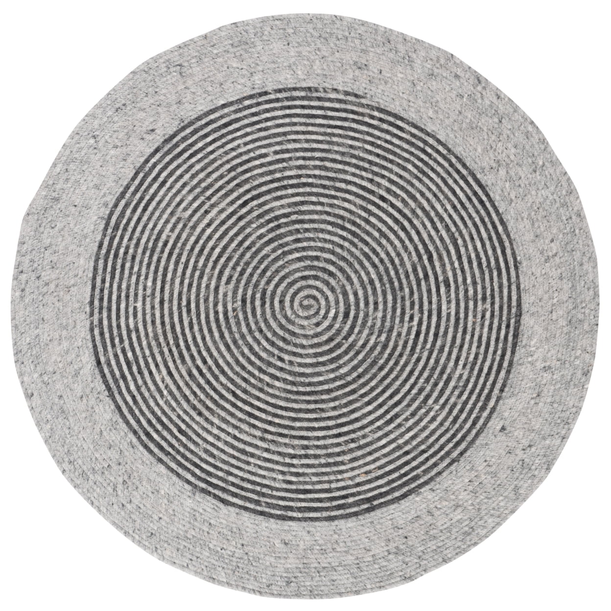 Gray and Black Oval Braided Wool Area Rug 6' x 9'