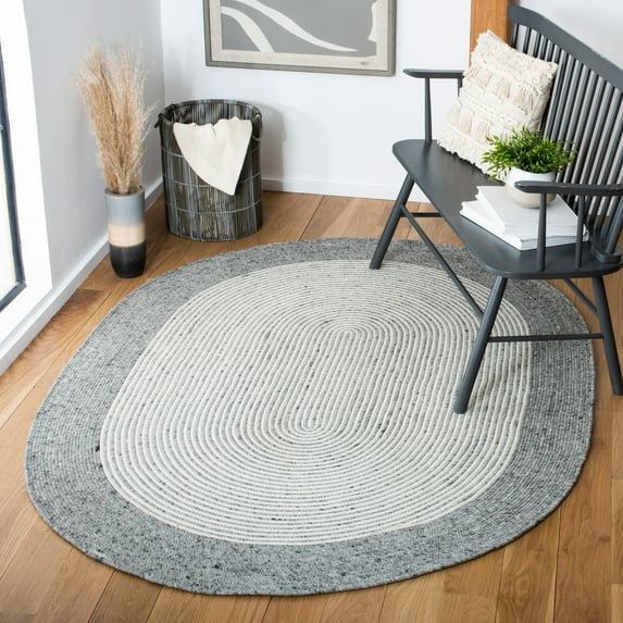 SAFAVIEH Braided Lars Geometric Reversible Area Rug, Gray/Ivory, 8' x 10' Oval