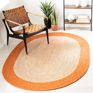 SAFAVIEH Braided Lars Geometric Reversible Area Rug, Orange/Ivory, 5' x 7' Oval
