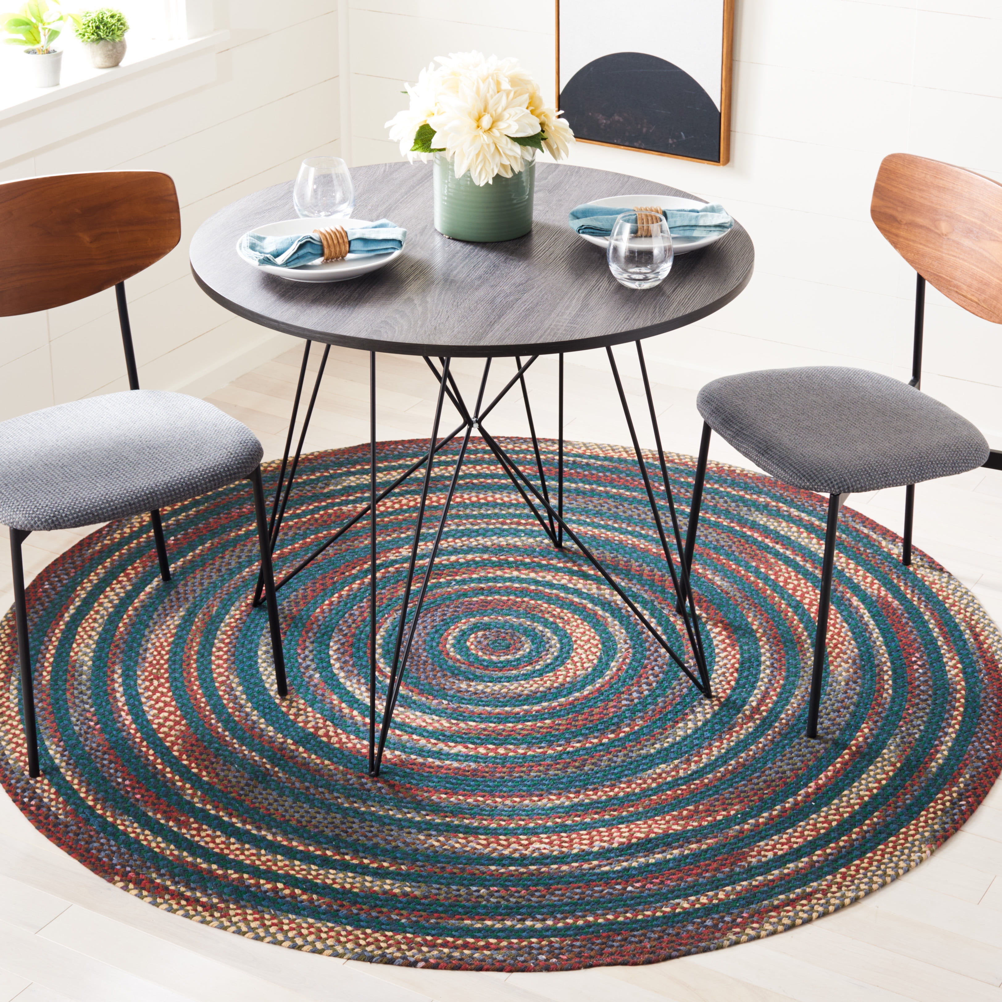 SAFAVIEH Braided Leilah Abstract Cotton Reversible Area Rug, Blue/Green ...