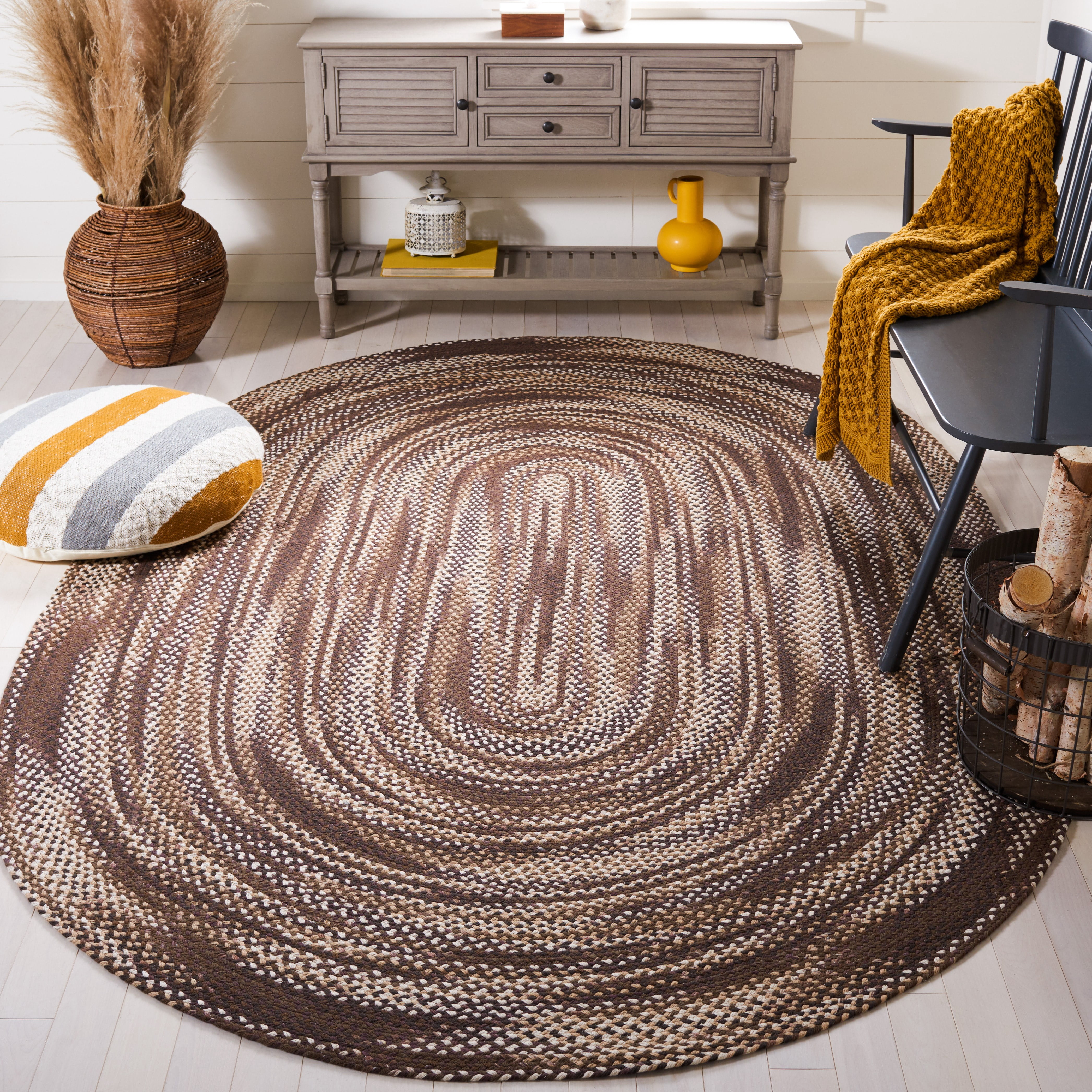 SAFAVIEH Braided Leilah Abstract Cotton Reversible Area Rug, Brown ...