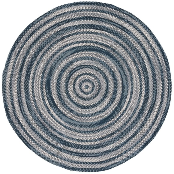 SAFAVIEH Braided Leilah Abstract Cotton Reversible Area Rug, Grey/Ivory, 5' x 5' Round