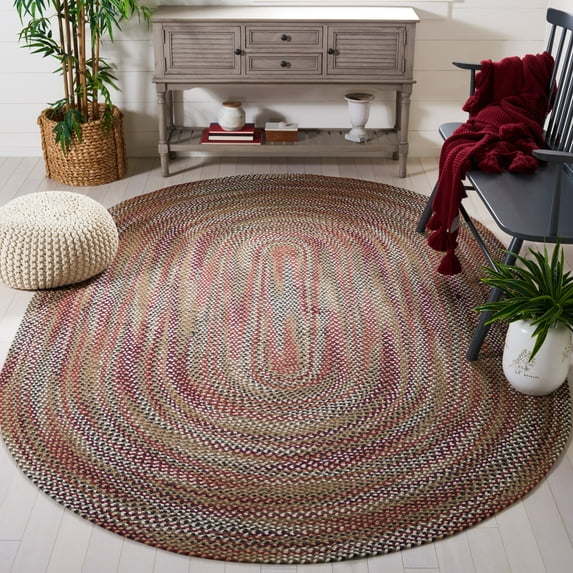 SAFAVIEH Braided Leilah Abstract Cotton Reversible Area Rug, Ivory/Black, 3' x 5' Oval