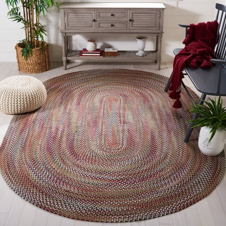 SAFAVIEH Braided Leilah Abstract Cotton Reversible Area Rug, Ivory/Black, 5' x 8' Oval
