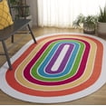 thumbnail image 1 of SAFAVIEH Braided Luvina Striped Reversible Area Rug, Ivory/Rainbow, 3' x 5' Oval, 1 of 19