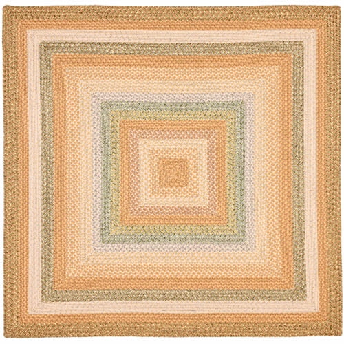 SAFAVIEH Braided Marco Stripe Bordered Area Rug, Tan/Multi, 6' x 6' Round