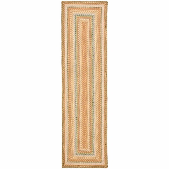 SAFAVIEH Braided Marco Stripe Bordered Runner Rug, Tan/Multi, 2'3" x 6'