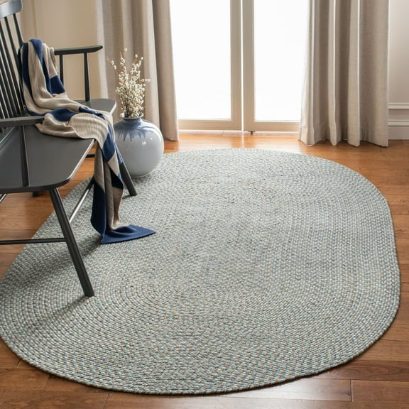 SAFAVIEH Braided Maxwell Solid Cotton Reversible Area Rug, Multi, 4' x 6' Oval