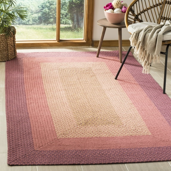SAFAVIEH Braided Morgan Bordered Cotton Reversible Area Rug, Multi, 5' x 8'